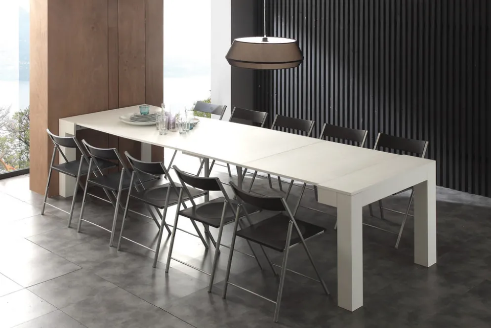 Tavolo consolle allungabile Klement in legno bianco