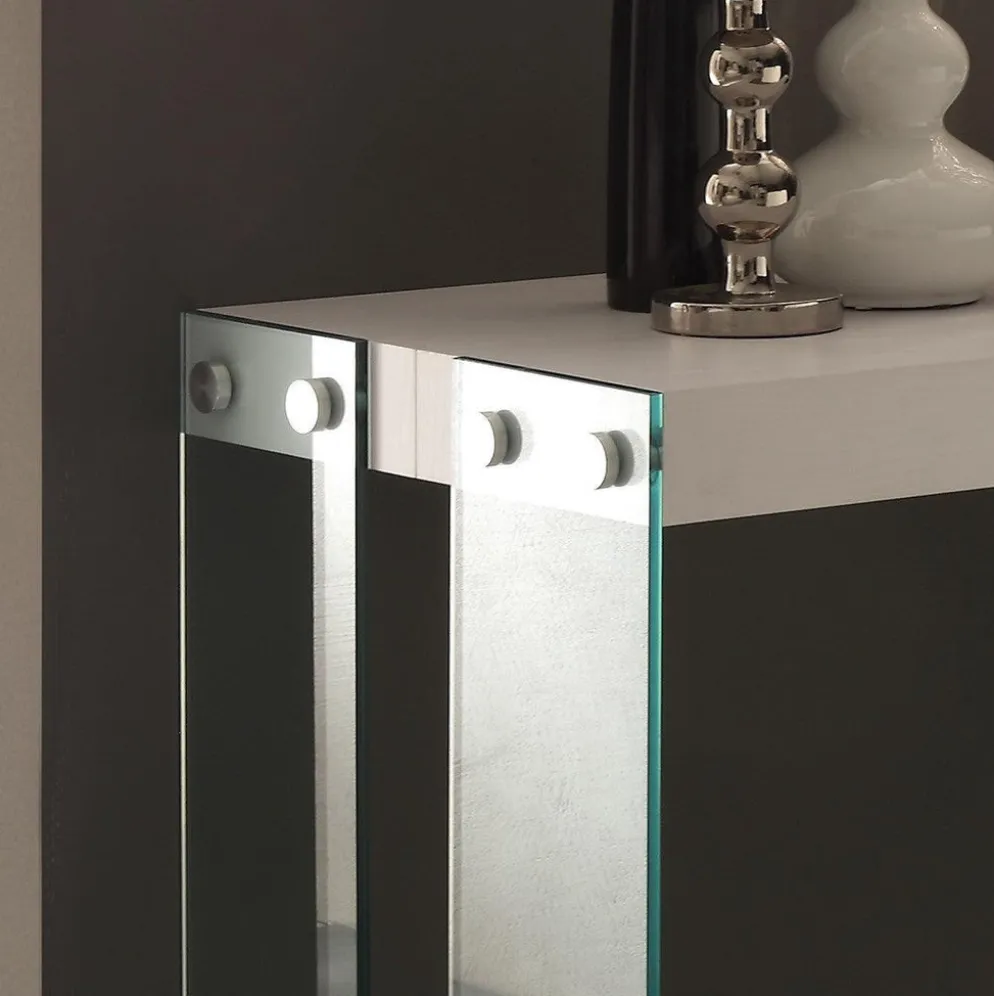 Tavolo consolle allungabile Skim in vetro e legno