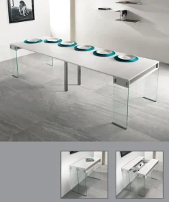 Tavolo consolle allungabile Ronny Big in vetro e laminato