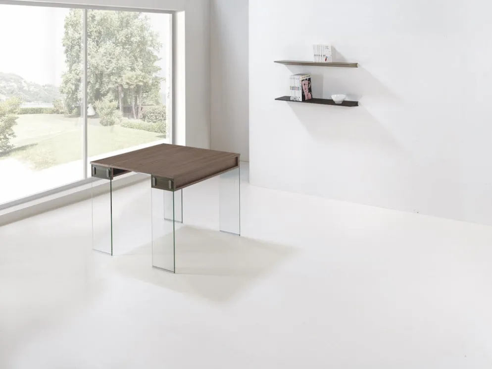 Tavolo consolle allungabile Ronny Big in vetro e laminato