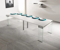 Tavolo consolle allungabile Ronny Big in vetro e laminato