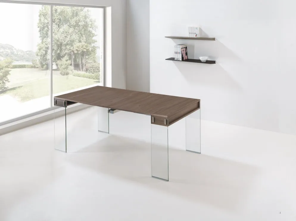 Tavolo consolle allungabile Ronny Big in vetro e laminato