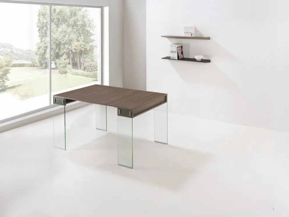 Tavolo consolle allungabile Ronny Big in vetro e laminato