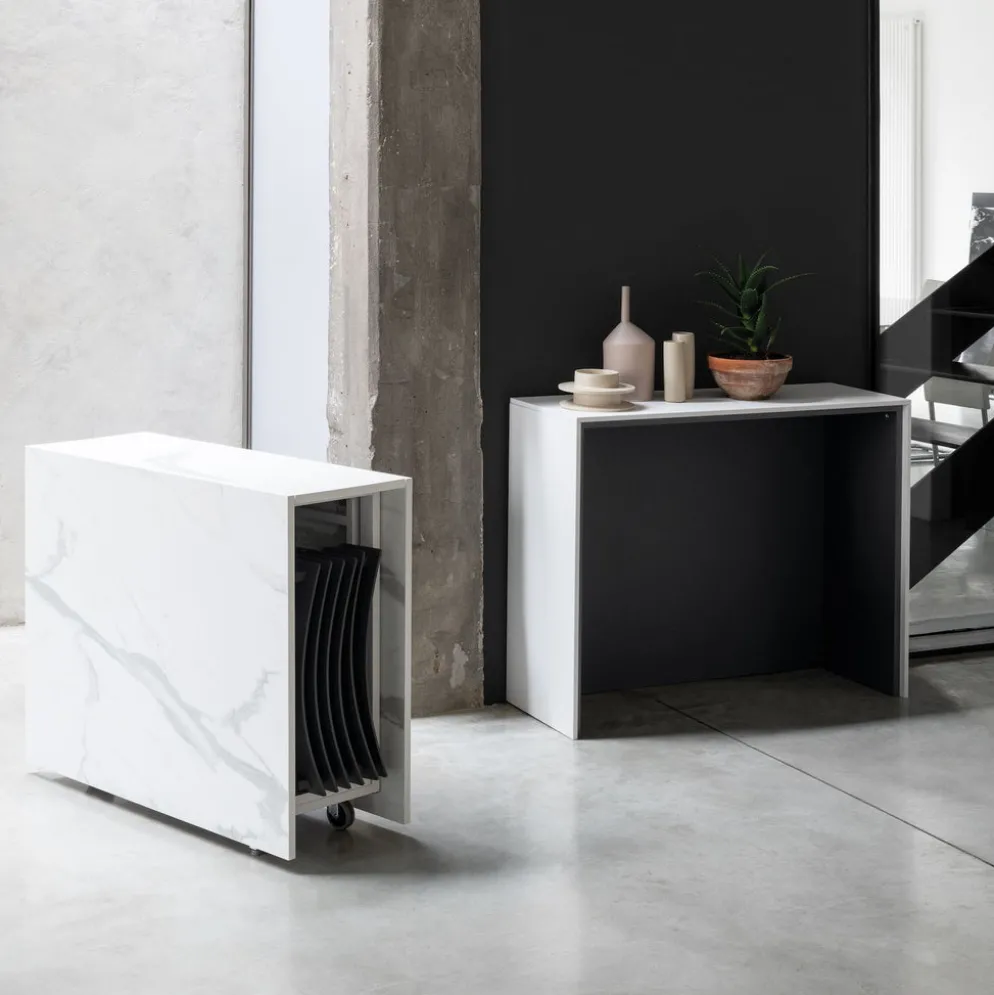 Tavolo consolle con sedie incorporate Newton3