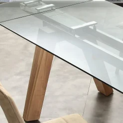Tavolo da pranzo allungabile Albenga in legno e vetro