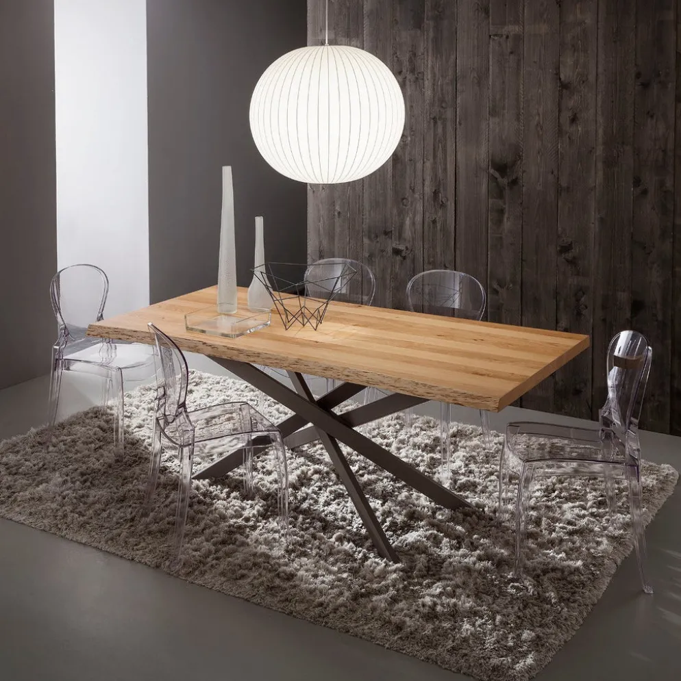 Tavolo da pranzo con piano in legno Arsenio