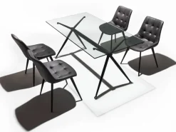 Tavolo scrivania in vetro e metallo Glam Noir