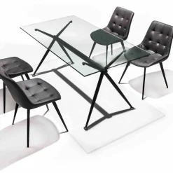 Tavolo scrivania in vetro e metallo Glam Noir