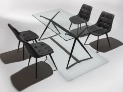 Tavolo scrivania in vetro e metallo Glam Noir