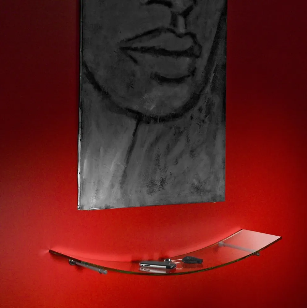 Tre mensole moderne in vetro curvato 80 cm Bow