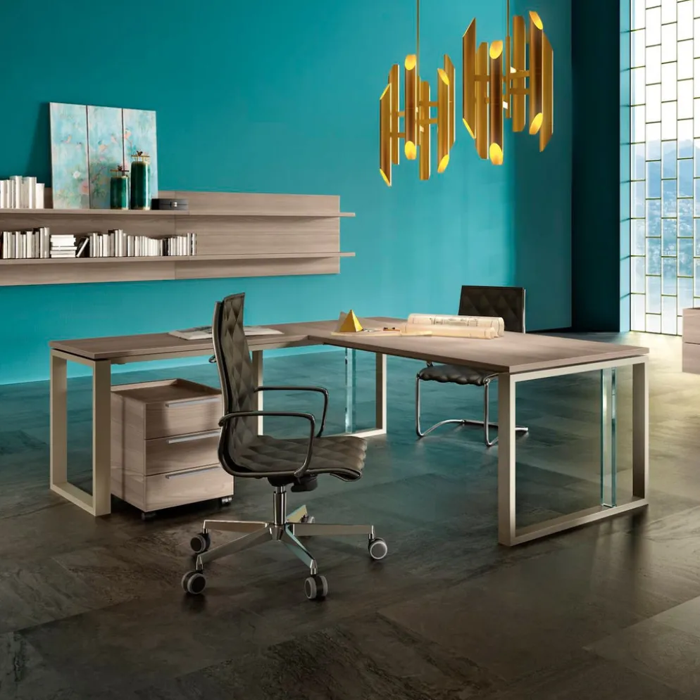 Valentia | Scrivania direzionale angolare Made in Italy